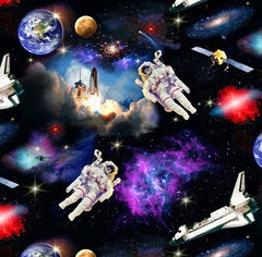 In Space Astronauts Fabric for Children by Elizabeth Studio 1/2 Mtr