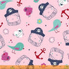 Pirate Fabric Girls Pink - Ahoy Matey