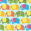 Small Fault - Spring Elephant Fabric Blue Cotton - Urban Zoologie 1/2 Metre