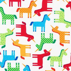 Unicorns Wonder Red Cotton Fabric, Robert Kaufman 1/2 Metre