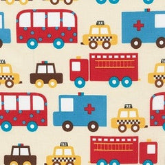 Bus & Car Fabric Ready Set Go Cream