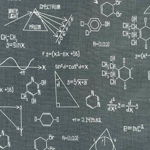 Science Fair Grey School Fabric 1/2 Mtr