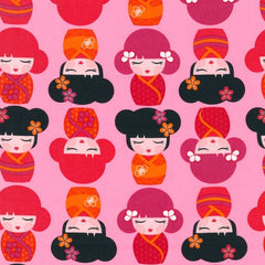 Hello Tokyo Pink Children's Fabric End of Bolt 145cm