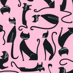 Childrens  'Pink' Fabric - Cats by Kaufman End of Bolt