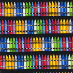 Crayons Cotton Fabric Black  110cm