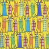 Plaid Cats - Yellow Cotton Fabric 1/2 Mtr