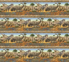 Dinosaur Cotton Fabric Stripe, Northcott