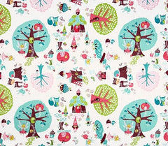 Fairyville Fairy Town White Cotton Fabric