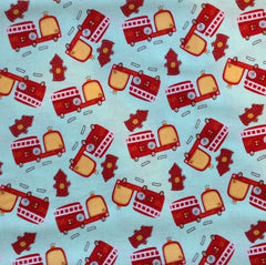 On our Way Fire Engine Cotton Fabric