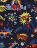 Superheros People Blue Fabric