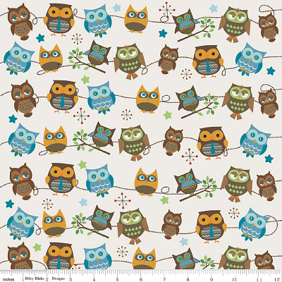 Owl Fabric Hooty Hoot Returns Cream - Riley Blake 1/2 Metre