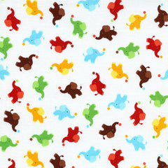 Mini Elephants Cotton Fabric Remnant