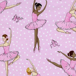 Ballerinas Pink & Silver Cotton Fabric, 1/2 Mtr