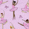 Ballerinas Pink & Silver Cotton Fabric, 1/2 Mtr