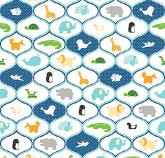 Noah's Ark Animals Cotton Fabric for Children 1/2 Mtr