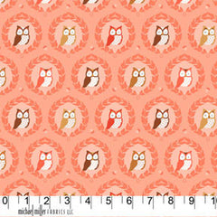 Owl Fabric Peach Michael Miller 1/2 Metre