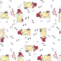 Paddington Bear Fabric White Wandering