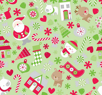 Riley Blake Home for the Holidays Green Santa- 1/2 mtr