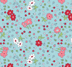 Vintage Happy Blue Flowers 1/2 Metre