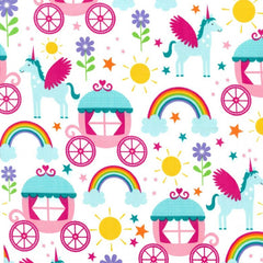 Girls Rainbows and Unicorns Fabric, 1/2 Mtr