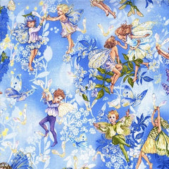 Flower Fairies Sky Cotton Fabric Michael Miller 1/2 Mtr